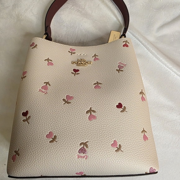 Coach Cream and Pink Floral Women's Bag - Picture 5 of 16